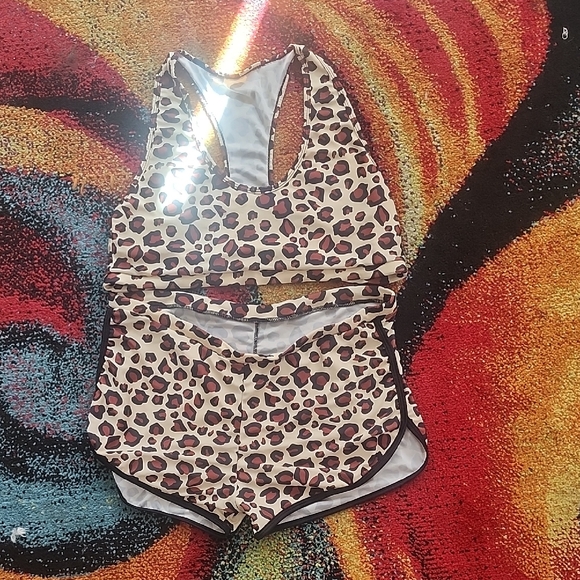 Amazon Other - Leopard Print Sports Bra and Shorts Set For SWIM